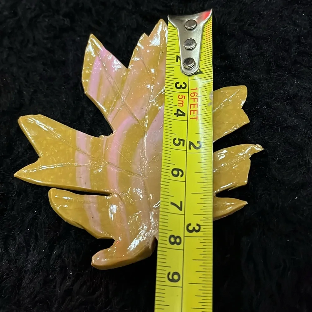 Tan and Pink ONE of a Kind Rare Unique One of a Kind Handmade Leaf Brooch